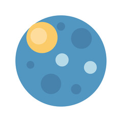 Abstract planet illustration with craters and sun in space