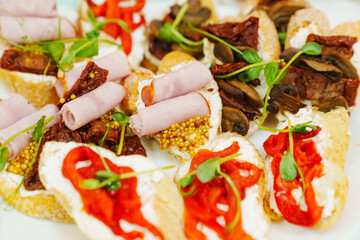 sandwiches with different fillings.