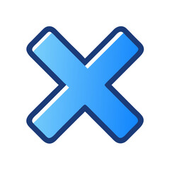 Fototapeta premium Blue X Mark Illustration on Black Background, Isolated Style