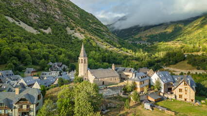 Fototapeta premium Aerial view of the charming village of Salardu in Catalonia, Spain