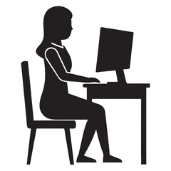 Fototapeta premium The woman is sitting at the computer