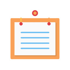 Memo board with lines, pinned to black background graphic