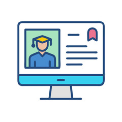 Online graduation ceremony displayed on a computer monitor screen