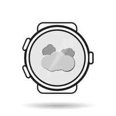 Smartwatch Cloudy Weather Forecast Icon Vector Isolated