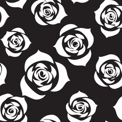Black and white Seamless background with roses. stock illustration 