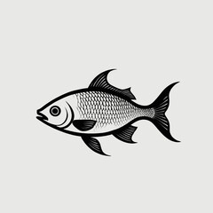 Fototapeta premium Elegant Black and White Fish Illustration Perfect for Seafood Restaurant Menus or Branding Designs
