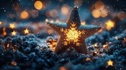 Christmas starlight dream with gentle snowfall jpeg background image