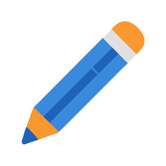 Flat design illustration of a blue and orange pencil