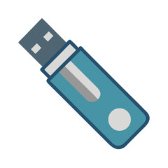 Stylized blue USB drive icon for data storage concepts