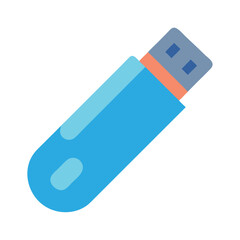 Stylized illustration of a blue USB drive on black