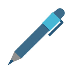Blue pen flat design illustration isolated on black background