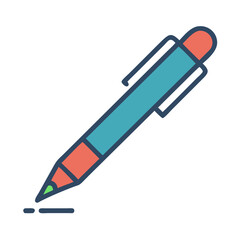Illustration of a colorful pen drawing a small line