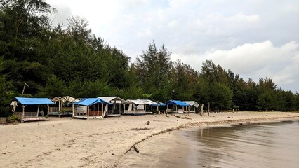 Beachfront Huts Tropical Coastline