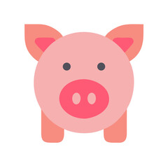 Simple graphic pink pig on black background illustration