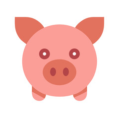 Stylized pink pig illustration on black background flat design