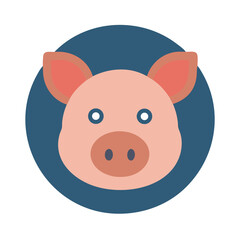 Simple flat pig cartoon icon illustration for designs