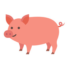 Illustrated pink pig character isolated against a black background