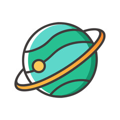 Cartoon planet with ring system against black background © MD KAOSAR JAHID