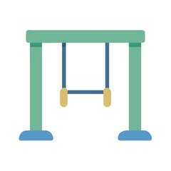 Cartoon style gymnast rings against a black background