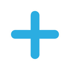 Flat graphic of a light blue plus symbol icon