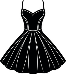 Sundress Silhouette Vector – Simple Black Summer Clothing Illustration Vector