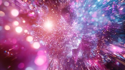 Explosive Neon Fractal Mesh Burst