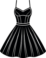 Sundress Silhouette Vector – Simple Black Summer Clothing Illustration Vector