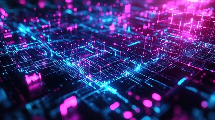 Vertical Neon Data Streams over Quantum Circuit Grid
