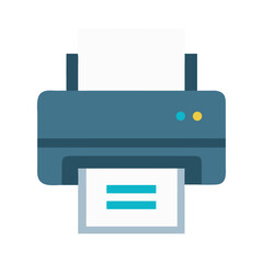Blue printer with white paper vector icon illustration