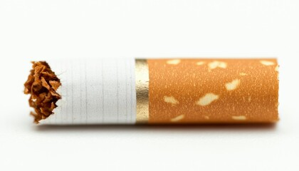 Broken cigarette on white background