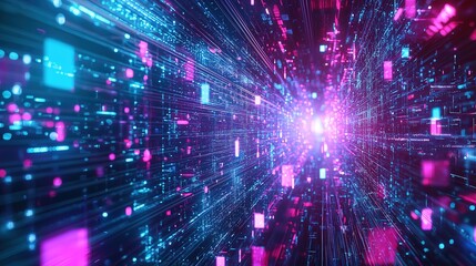 Vertical Neon Data Streams over Quantum Circuit Grid