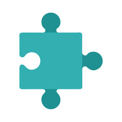 Obraz premium Teal jigsaw puzzle piece on black background represents solutions