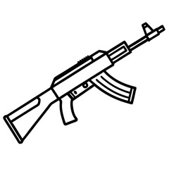 AKS-74U vector line art on white background