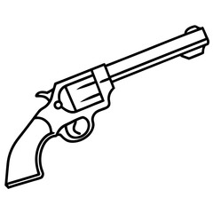 Revolver vector line art on white background