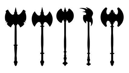 set of axe silhouette vector on tranparent background