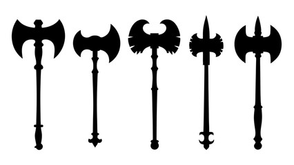 set of axe silhouette vector on tranparent background