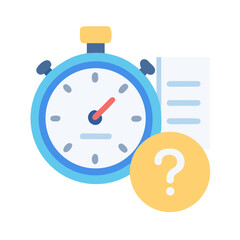 Stopwatch with question mark symbol represents deadline clarification