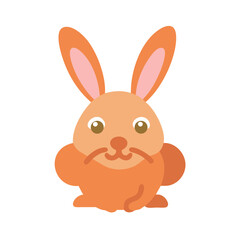 Flat design illustration of a cartoon orange bunny rabbit