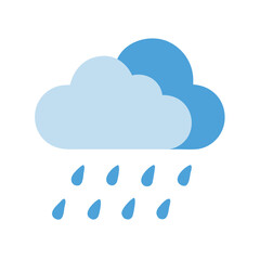 Stylized blue rainy cloud on black background illustration art