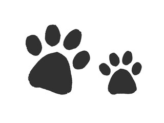 Black dog paw prints minimalistic illustration isolated on white