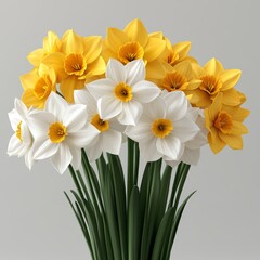 Obraz premium Spring bouquet of yellow and white daffodils.