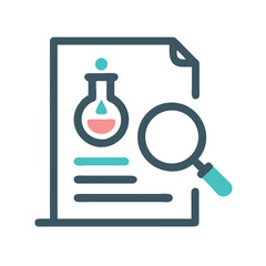 Science Report with Flask and Magnifying Glass Icon