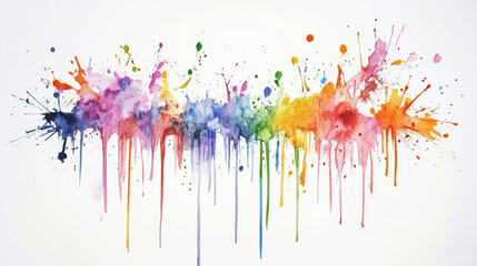 Fototapeta premium Colorful Abstract Paint Splash Dripping Down on White Background