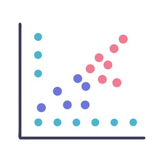Scatter plot graph demonstrating trend analysis on black background