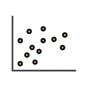 Scatter plot diagram illustration with brown circles on black background