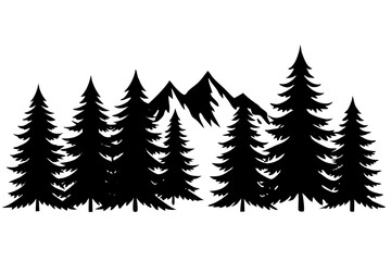 Evergreen Mountain Forest Silhouettes Fir Spruce