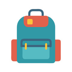 Colorful flat illustration of backpack on the black background