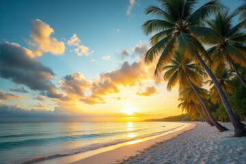 palm trees on the beach at sunset 2