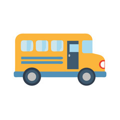 School bus illustration on black backdrop in flat design