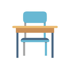 Illustration of a simple blue student desk and chair